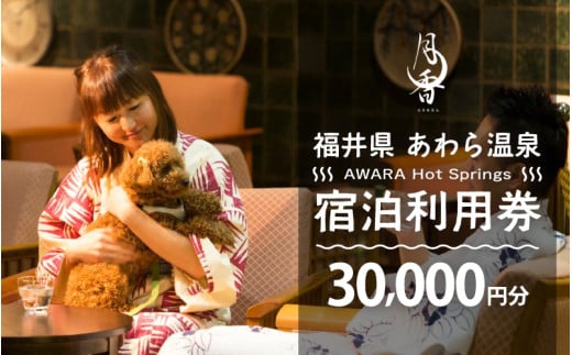 あわら温泉 宿泊利用券 30,000円分 ／ 宿泊券 旅館 ホテル チケット 観光 旅行 愛犬 ペット可