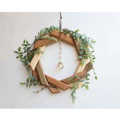 ふるさと納税 高山市 【オークヴィレッジ】無垢の木のあたたかい色合いの寄木のリース〔国産材　木製小物〕 AH071 |  | 03