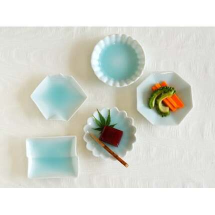 有田焼 青白磁おてしょ皿5枚セット 金照堂 A25-338_イメージ2