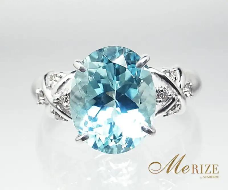 指輪 天然アクアマリン 2.0ct 天然ダイヤ 0.08ct Martine マルチーヌ【K18ホワイトゴールド】r-111（KRP）N38-1410 【リング 指輪 ジュエリー ギフト】