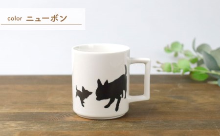 【美濃焼】 温度で変化する器  温感 犬 マグカップ （2個） 『チワワ』 ニューボン ＆ マットライトグレー 【丸モ高木陶器】 マグ カップ ペア ギフト 贈り物 プレゼント 可愛い かわいい いぬ