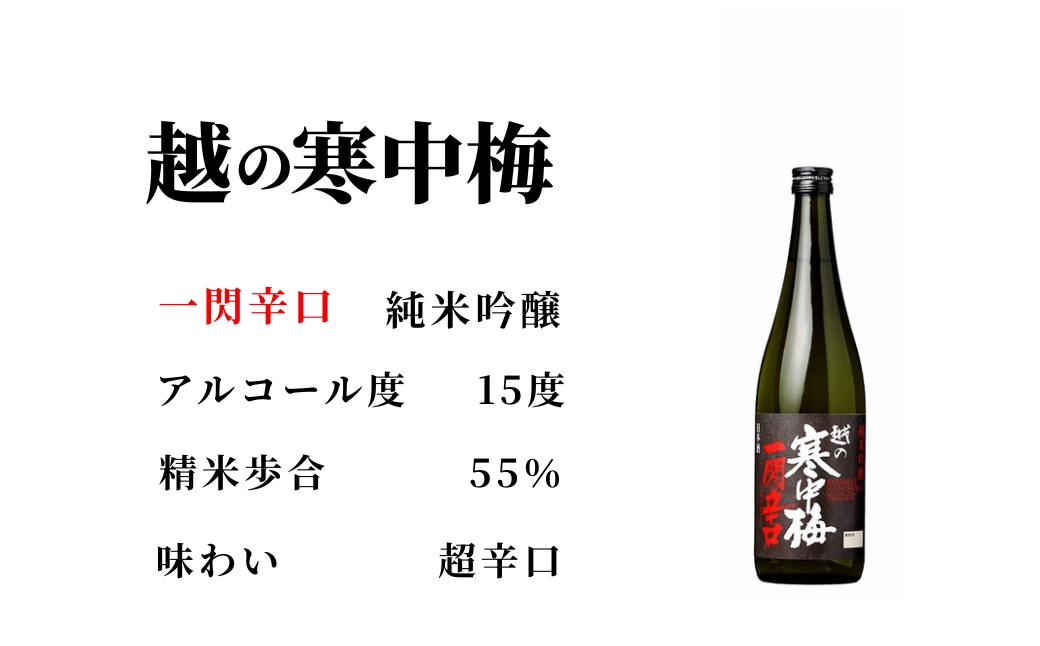 日本酒 純米吟醸 越の寒中梅 一閃辛口 720ml×1本 日本酒度＋10 辛口 新潟銘醸 | 新潟県 小千谷市【0002-0034SV02-01】