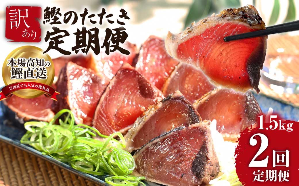 《2ヶ月定期便》「訳ありカツオのたたき1.5kg」かつお 鰹 規格外  サイズ 不揃い 傷 海鮮 わけあり 人気 ランキング 本場  高知  かつおのたたき 定期便