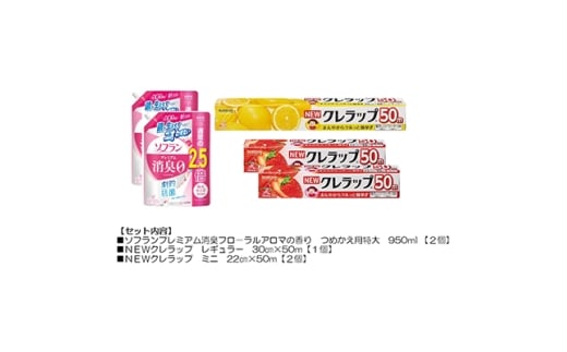 日用品生活応援セット(ライオン柔軟剤2個・クレラップ3本)【1695246】