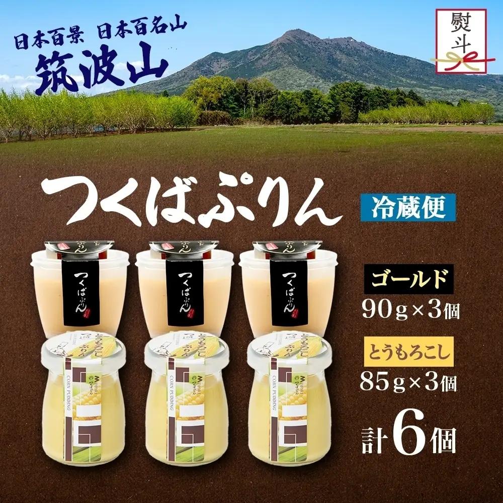 無地熨斗 ゴールドぷりん ＆ とうもろこしぷりん 各3個 計6個 つくばぷりん とうもろこしプリン プリン ぷりん とうもろこし トウモロコシ 牛乳 ミルク 卵 スイーツ 贅沢 洋菓子 おやつ 冷菓 