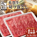 【ふるさと納税】【定期便】最高級 佐賀牛 切り落とし 1kg (500g × 2P) 【定期配送回数 3回 or 6回 or 12回】| ふるさと納税 肉 牛肉 すき焼き すき焼き肉 しゃぶしゃぶ 黒毛和牛 和牛 ブランド牛 国産 定期便 最優秀受賞 ふるさと 人気 送料無料 G-62