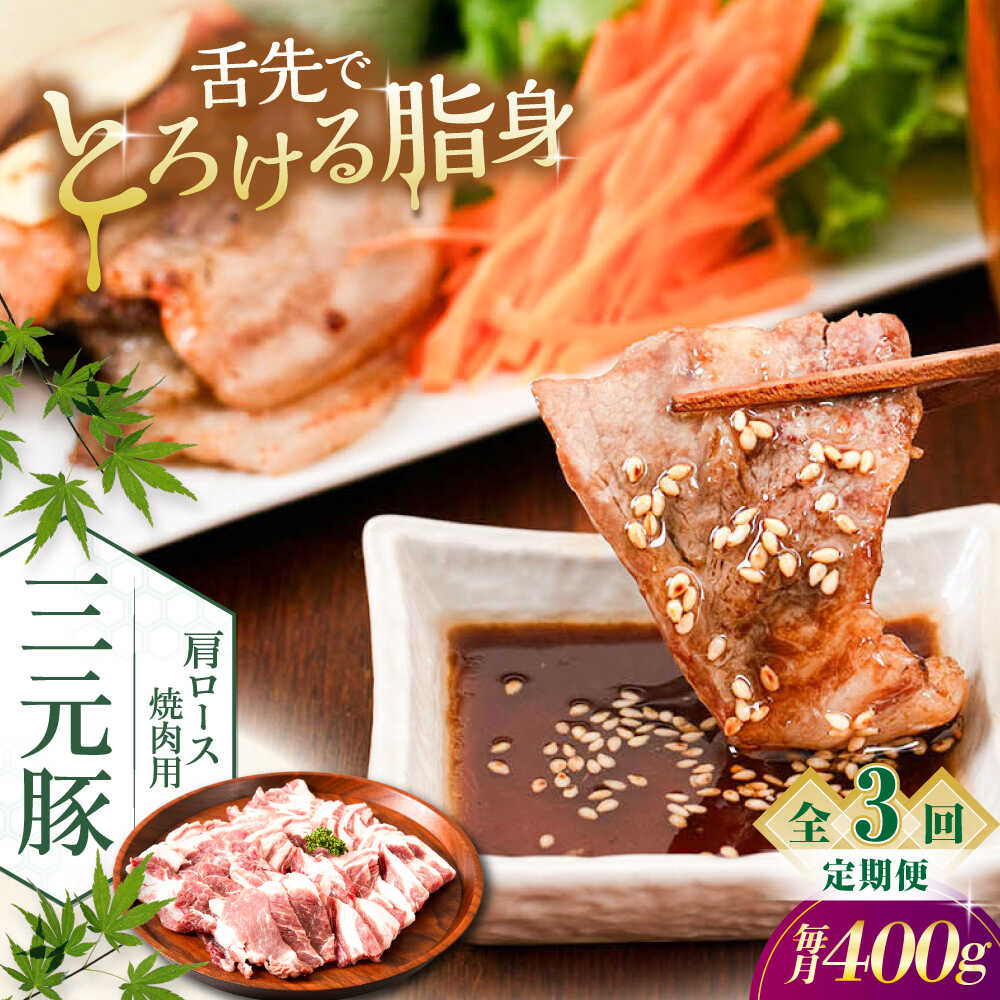 【ふるさと納税】【全3回定期便】三元豚 肩ロース 焼肉用 400g (200g×2P)《喜茂別町》【平田牧場】 肉 豚肉 ロース 焼肉 スライス 冷凍配送 定期便 北海道 平田牧場 [AJAP148] 42000 42000円