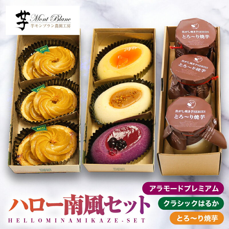 【ふるさと納税】ハロー南風セット (プレミアム 3個入×1、クラシック 3個入×1、とろ〜り焼芋 3個入×1 ) 農場で栽培した芋で作ったスイーツを食べ比べ 芋菓子 洋菓子 誕生日 【さつまいも特集】【（株）大隅半島農林文化村】