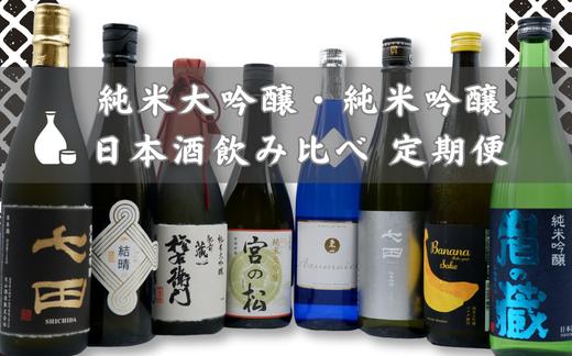 
                  【定期便セット】純米大吟醸・純米吟醸　日本酒飲み比べ2本×4回（合計8本）（岩の蔵　純米吟醸・天吹 純米大吟醸　バナナ酵母・七田　純米吟醸　13・東一 純米吟醸 nero 夏季限定・肥前蔵心　純米大吟醸　権右衛門・宮の松　純米大吟醸・七田　純米大吟醸・東鶴 純米大吟醸　結晴）
                