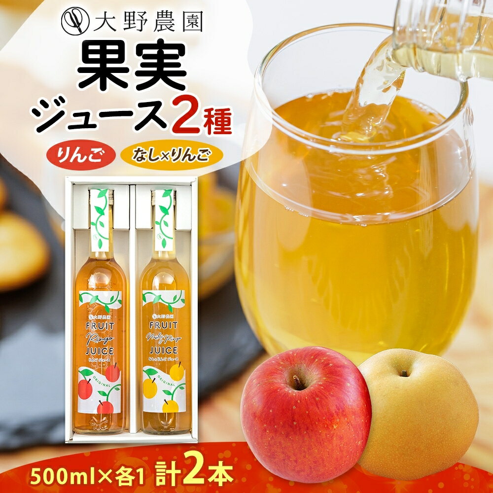 【ふるさと納税】果実ジュース500ml2本セット2種 梨 りんご 果物 フルーツ ジュース お取り寄せ 贅沢 贈答 ギフト 福島県 石川町【19020AA0101】