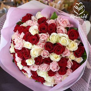 ミックスカラーバラ100本【 薔薇  バラ 花 】