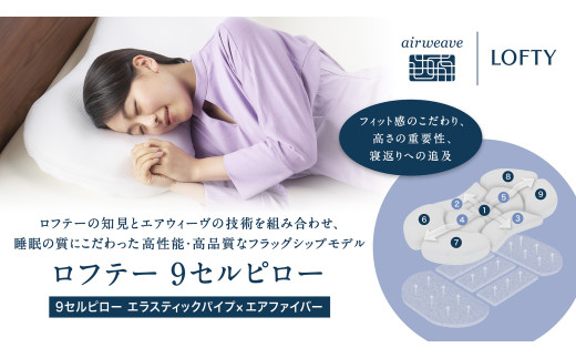 （エアウィーヴ グループ）ロフテー「9セルピロー エラスティックパイプ×エアファイバー」（165-13）　高さ：1号