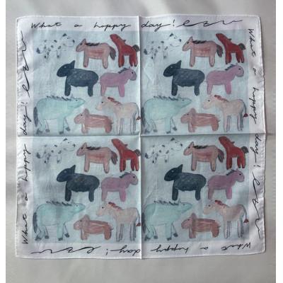 ふるさと納税 桐生市 【ezu】handkerchief /no.003◆コットン100%◆大判◆おしゃれ◆手描き