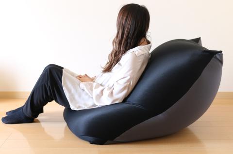 【特大ビーズソファ】DaractionⅡ（ブラック＆グレー）　27-5-3