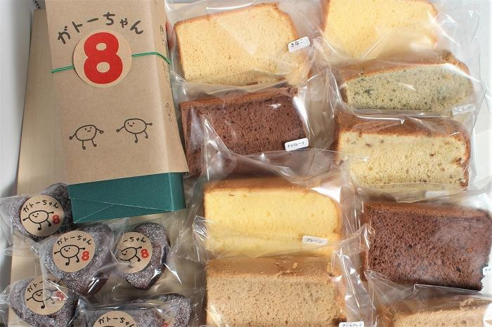 
鎌倉しふぉんシフォンケーキカット10個と姉妹店『ガトーちゃん8』こまる（ハート）8個
