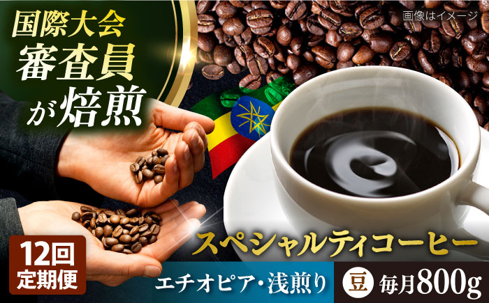 【全12回定期便】コーヒー豆 自家焙煎 浅煎り エチオピア 200g×4 TSUKIKOYA COFFEE ROASTER ツキコヤ【株式会社RUINS】 [AKAD009]