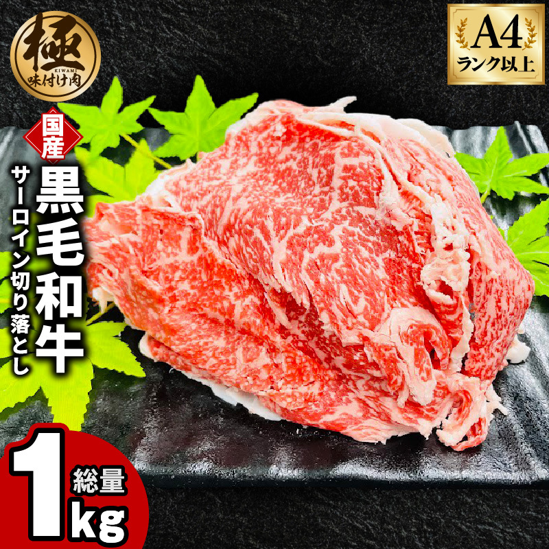 【A4ランク以上】黒毛和牛 サーロイン 切り落とし 1kg【250g×4P 小分け 国産 味付き 牛肉 訳あり サイズ不揃い】 CFX0073