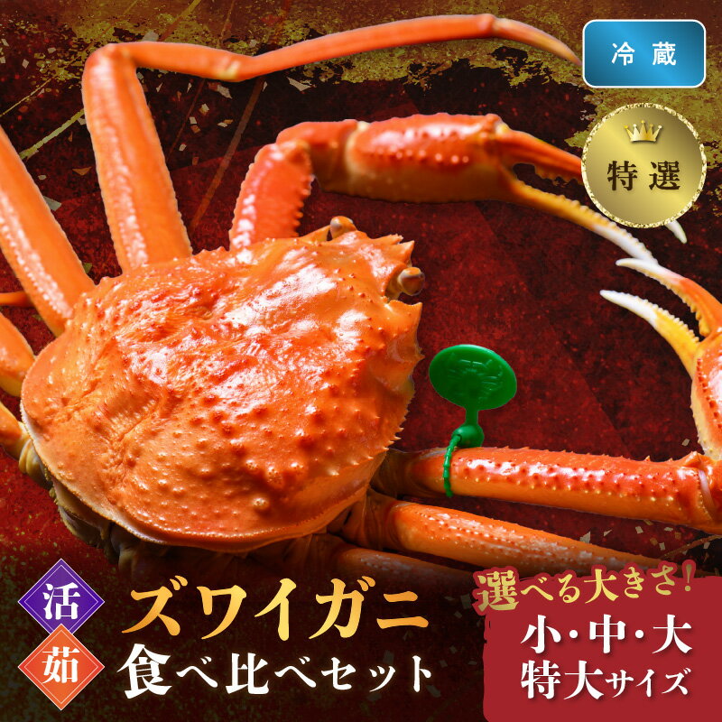 【ふるさと納税】【蟹の匠 魚政】　【京丹後産 特撰】ズワイガニ 食べ比べセット〈活×茹〉小サイズ 中サイズ 大サイズ 特大サイズ2杯入り　（2026年1月～3月発送）