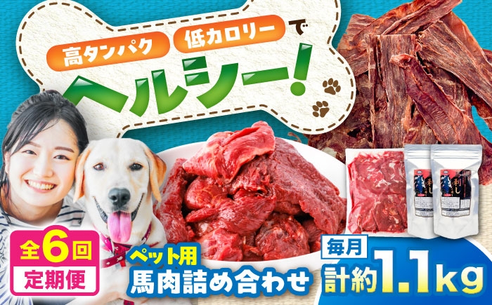 
                  【全6回定期便】詰め合わせ 国内加工 ペット用 馬肉 切り落とし 約1kg ペット用 馬刺しジャーキー 約100g(約50g×2) / ドッグフード どっくふーど ペット ぺっと ペットフード ぺっとふーど ジャーキー じゃーきー 詰合せ 犬 馬 馬肉 エサ ペット おやつ ペット用品 犬用 ヘルシー 国内加工 熊本県 菊陽町【五右衛門フーズ】 [BHCY067]
                