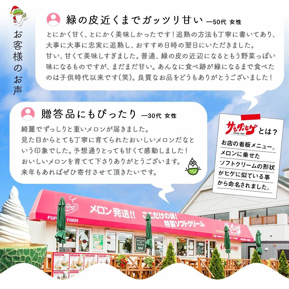 【2026年発送】【ポプラファーム】富良野メロン 特大1玉（2.6kg以上 秀品）