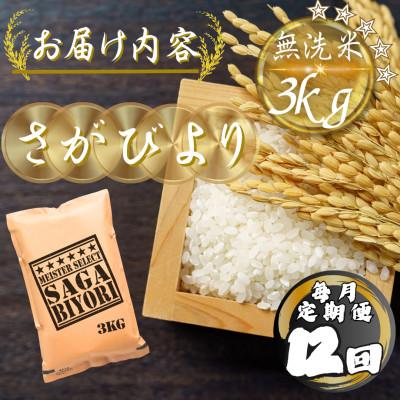 ふるさと納税 多久市 【毎月定期便】【無洗米】さがびより3kg(多久市)全12回 |  | 03