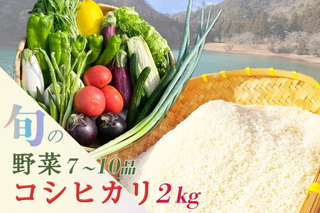 【12回定期便】野菜セット＋コシヒカリ2kg 米 野菜 米