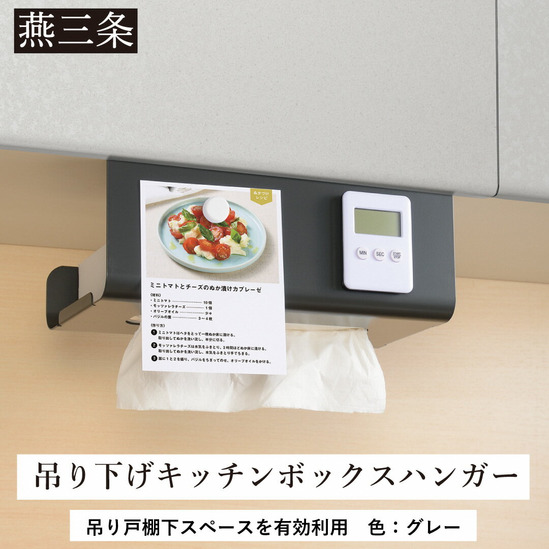 【ふるさと納税】吊り下げキッチンボックスハンガー グレー ボックスタイプ キッチンペーパーや保存袋の収納に 10000円以下 1万円以下 【010S692】