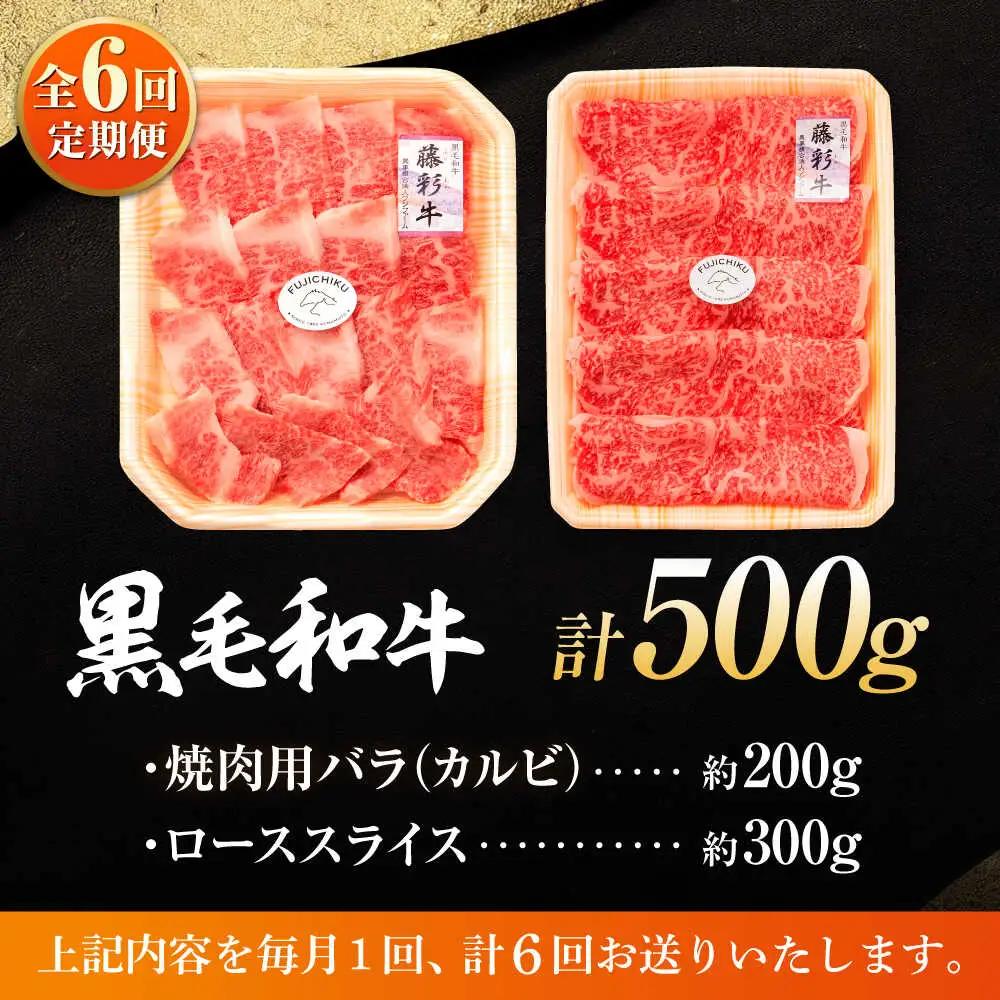 6回定期くまもと黒毛和牛「藤彩牛」2種の食べ比べ計500g 和牛 BHAD037