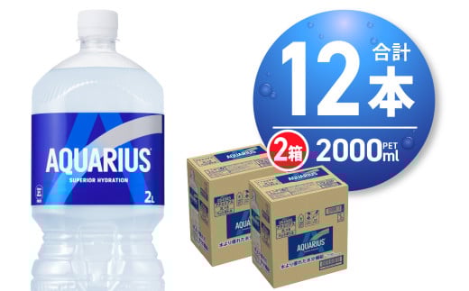 アクエリアス　2000mlPET×12本 ペットボトル 2箱 2l スポーツドリンク 清涼飲料水 水分補給 カロリーひかえめ ソフトドリンク ナトリウム 糖分 浸透圧設計 アミノ酸 クエン酸 札幌工場製造 熱中症対策 北海道 札幌市