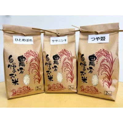 【ふるさと納税】大衡産お米食べ比べセット(ひとめぼれ、ササニシキ、つや姫)計6kg【1684011】