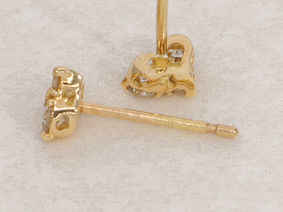 【K10】 ダブルハートのダイヤモンドピアス 【PE-2367K10】