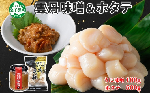 
            3437. 雲丹味噌瓶 100g ホタテ500g 小分け ウニみそ うにみそ 雲丹 ウニ うに 味噌 みそ 瓶詰 ホタテ 帆立 ほたて 海鮮 送料無料 北海道 弟子屈町
          