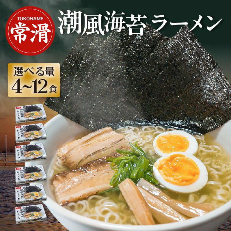 【ふるさと納税】常滑潮風海苔ラーメン【選べる内容量：2食入×2箱・3箱・6箱】 中華 塩ラーメン 海苔ラーメン あっさりラーメン 即席めん 海藻入りラーメン 鬼崎のり 潮風味 簡単調理 天然 あかもく ご当地ラーメン 常滑市 即席ラーメン ラーメン 送料無料