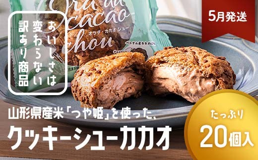 ≪2026年5月配送≫ 訳あり クッキーシュークリーム カカオ味 20個 ご家庭用 お菓子 洋菓子 小分け スイーツ F2Y-6422