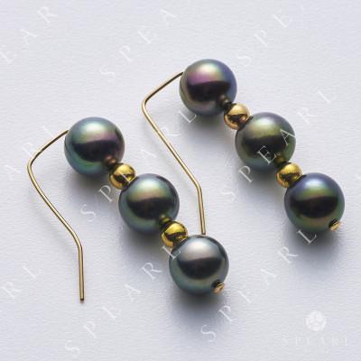 ふるさと納税 神戸市 アコヤ フックピアス(黒染め)(6.5mm-7mm) 14金メッキ