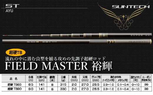 【日本製・鮎竿】FIELD MASTER 裕輝 超硬TB 90（459-1）