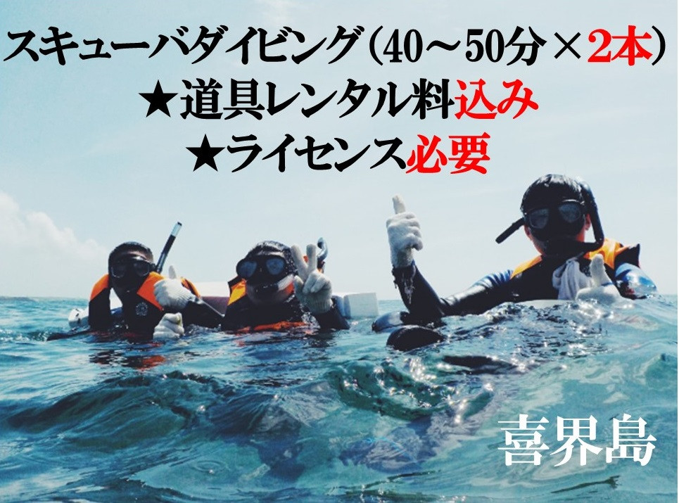 
喜界島で スキューバダイビング（40～50分×２本）★道具レンタル料込み★ライセンス必要★
