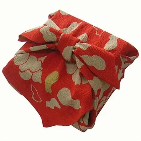 正絹縮緬友禅風呂敷 瓢箪 (赤)_装飾品・工芸品  鞄・バッグ かばん カバン_【1104284】