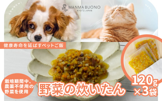 野菜の炊いたん 120g×3袋  栄養補完食 ドッグ キャット 犬 猫 グルメ 食べやすい ドックフード キャットフード ペットフード 手作りごはん 福知山市 京都