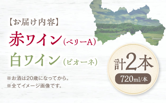 内子夢わいん 赤(ベリーA)+白(ピオーネ) 1本約720ml 各1本入りセット 計1440ml / ワイン 赤ワイン 白ワイン わいん wine お酒 酒 洋酒 愛媛県 愛媛 内子町 国産ワイン 日