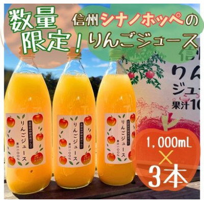 【ふるさと納税】信州シナノホッペのりんごジュース(1000ml×3本)【1495966】