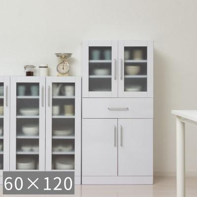 ふるさと納税 海南市 食器棚 幅60×高さ120 ホワイト ガラス扉 AKU1045058
