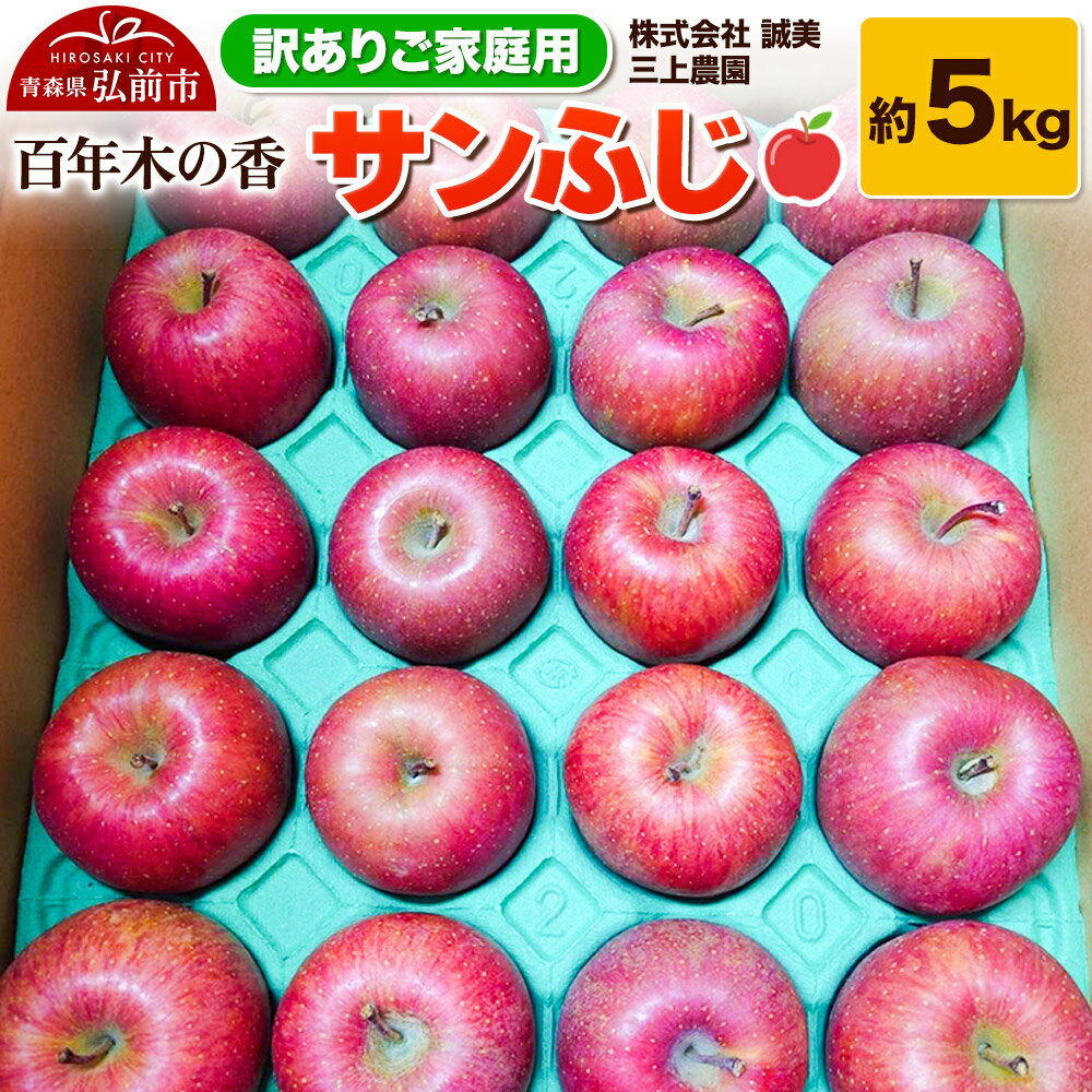 【ふるさと納税】【25年12月〜発送】りんご 【訳あり】家庭用 百年木の香 三上農園 サンふじ 約5kg【先行受付】 青森 果物 フルーツ 林檎 リンゴ くだもの 不揃い 規格外 予約