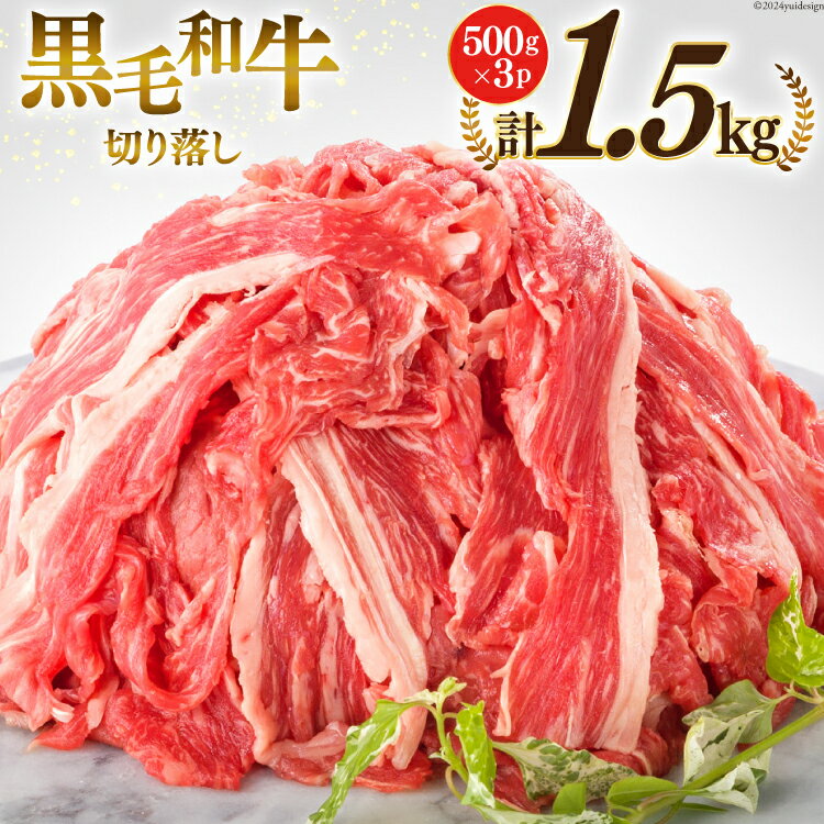 【ふるさと納税】宮崎県産 黒毛和牛 切り落とし 500g×3 計1.5kg [サンアグリフーズ 宮崎県 美郷町 31ba0025] 小分け 冷凍 送料無料 切落し 国産 牛 すき焼き 牛丼 炒め物