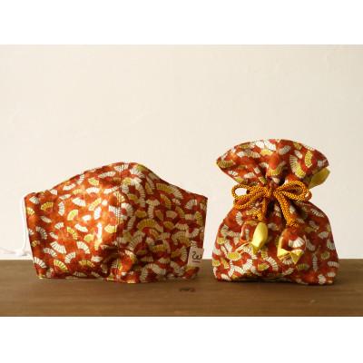 ふるさと納税 亘理町 【メディアで多数紹介の人気製品】　ご褒美、ギフトに　願いを込めた着物地の巾着&amp;マスク