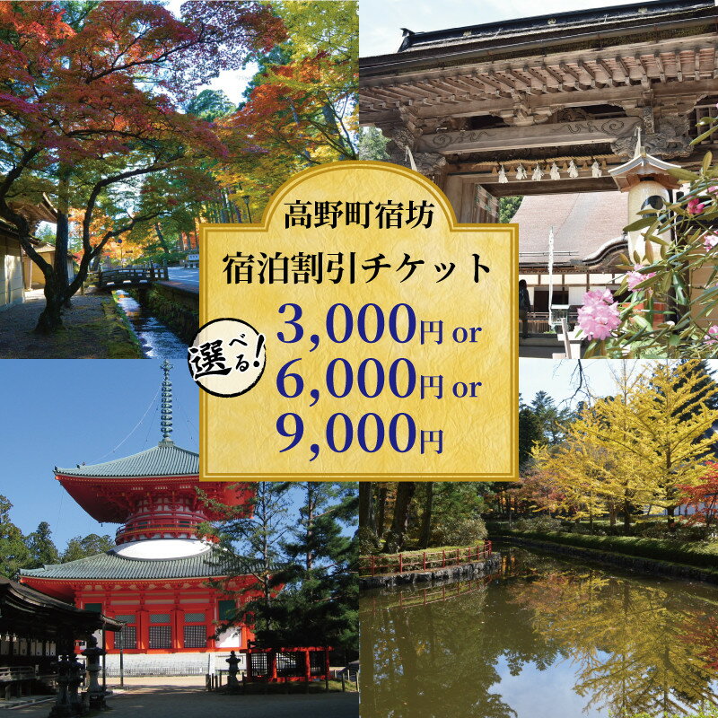 【ふるさと納税】＜世界遺産高野山＞ 宿坊 宿泊割引チケット 3,000～9,000円分 | 高野山 宿坊 チケット 高野町 宿泊