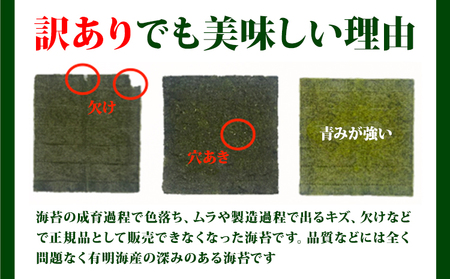 海苔 訳あり 有明海産 焼のり 計100枚 (2切10枚×10袋) 《30日以内に出荷予定(土日祝除く)》ご飯のお供 福岡県 