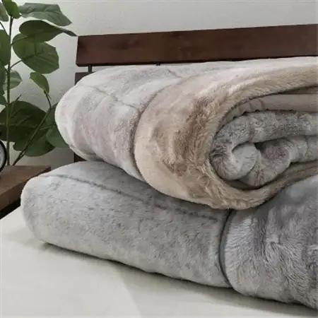 【シングル】吸湿発熱リッチファー2枚合わせ毛布 グレー1枚 JY-2401-GY【1560998】