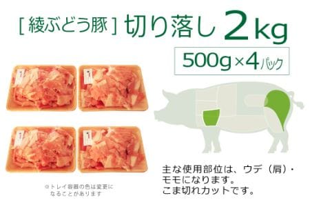 『綾ぶどう豚』モモ・ウデ切り落し2kg（36-171）