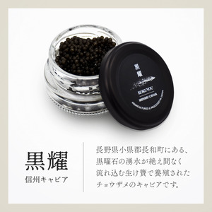 黒耀 信州キャビア 15g 信州キャビア15g 入瓶 キャビアスプーン1本付 化粧箱入り 長野県製造 冷凍生キャビア キャビア 生キャビア 生 スプーン付き 信州 長野県